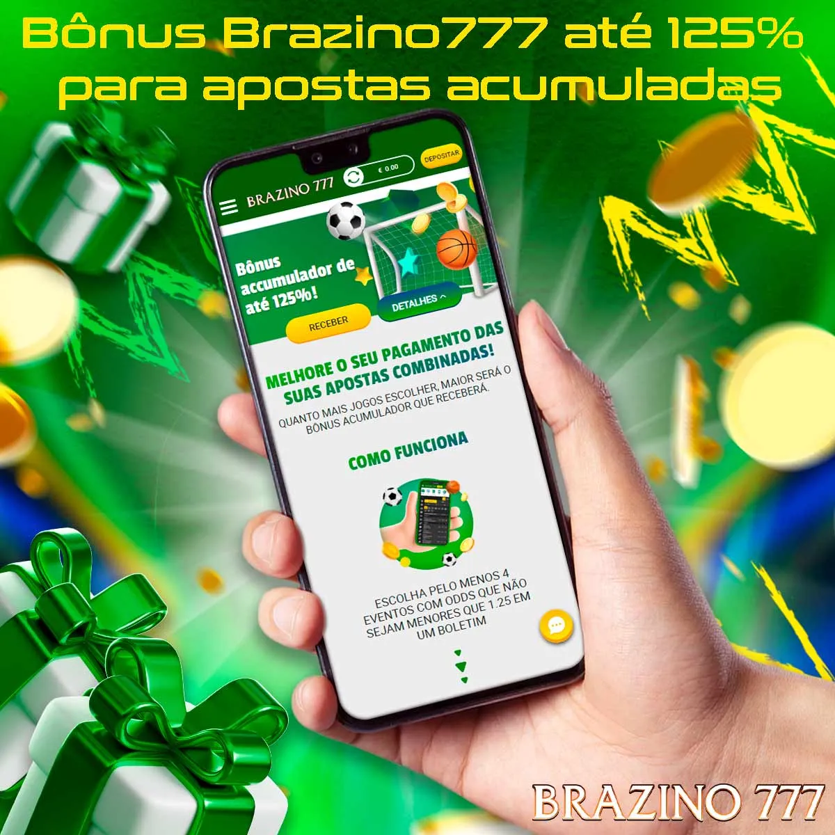 Bônus Brazino777 até 125% para apostas acumuladas