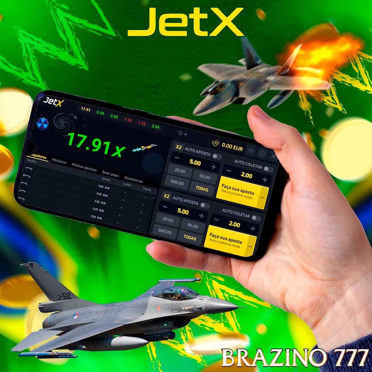 O popular jogo JetX no Cassino Brazino777